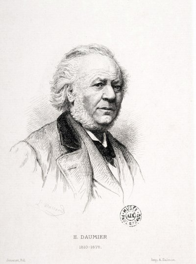 Porträt von Honore Daumier (1808-1879), französischer Graveur, Maler und Bildhauer. Massard-Gravur. Dim: 15x11,5cm. Arbaud Museum. von Honoré Daumier