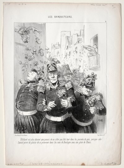 Die Bankettgäste, Platte 4: Rifolard ist bezaubernder denn je..., 1848 von Honoré Daumier