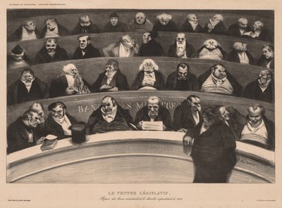 Die monatliche Assoziationsplatte 18: Der gesetzgebende Bauch, 1834 von Honoré Daumier