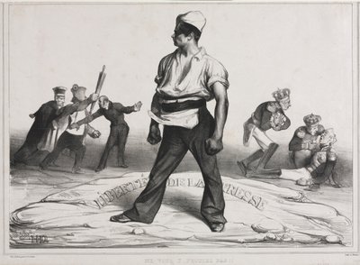 Die Monatliche Vereinigung, Platte 20: Misch dich nicht ein!, 1834 von Honoré Daumier