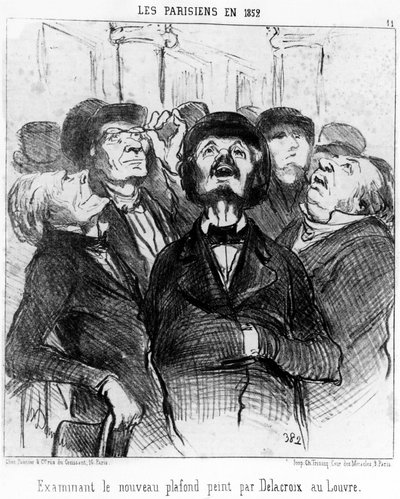 Die Pariser im Jahr 1852, die die neue Decke von Delacroix im Louvre betrachten, aus 