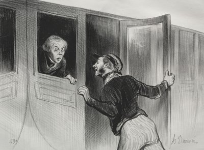 Die Eisenbahnen, Platte 11: Die Gefahr des Schlafens auf einer Reise, 1843 von Honoré Daumier