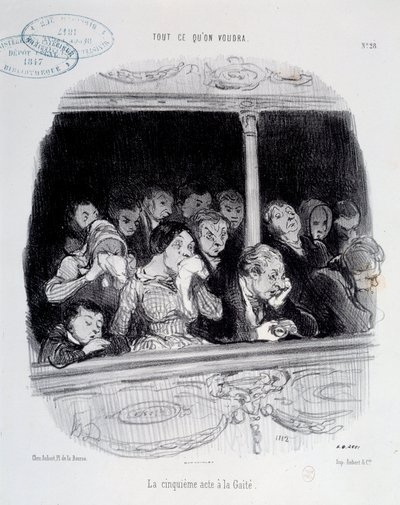 Der fünfte Akt hat die Gaite. Gesichtsausdrücke des Publikums während der Vorstellung (Langeweile, Müdigkeit, Desinteresse) Karikatur von Honoré Daumier (1808-1879). 19. Jahrhundert Paris, Musée Carnavalet von Honoré Daumier