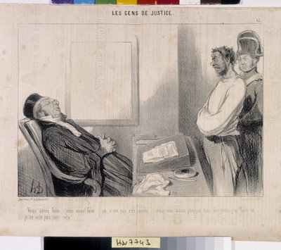 Das Volk der Gerechtigkeit. Karikatur von Honore Daumier (1808-1879), 37,5x28. Auszug aus der Zeitung Le Charivari, Musée des Beaux Arts, Palais Longchamp, Marseille. von Honoré Daumier