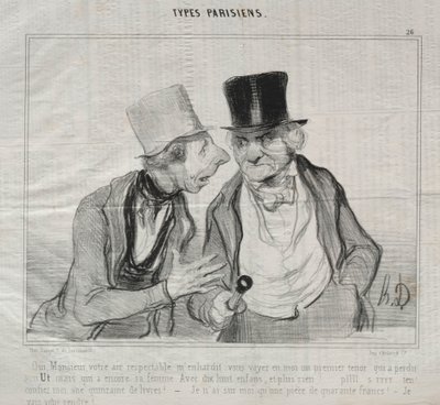 Typen Parisiens, Platte 26: Ja, Sir, Ihr respektables Auftreten ermutigt mich..., 29. Mai 1840 von Honoré Daumier