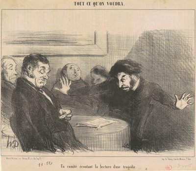 Ein Komitee hört die Lesung einer Tragödie von Honoré Daumier