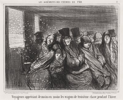 Reisende, die die Waggons der dritten Klasse immer weniger schätzen... von Honoré Daumier