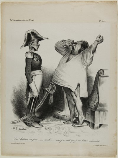 „- Sire! Lissabon wurde erobert. - aaaah!!... und ich träumte, dass ich tapfer gekämpft habe!“, Platte 304 von Honoré Victorin Daumier