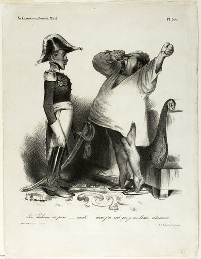 „- Sire! Lissabon wurde erobert. - aaaah!!... und ich träumte, dass ich tapfer gekämpft hätte!“, Platte 304 von Honoré Victorin Daumier