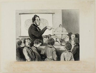 "- Morgen werden wir Saturn studieren. Ich möchte, dass Sie diesem großen Planeten besondere Aufmerksamkeit schenken... den Sie aller Wahrscheinlichkeit nach in Ihrem Leben nie zu Gesicht bekommen werden!", Platte 18 aus Professeurs Et Moutards von Honoré Victorin Daumier