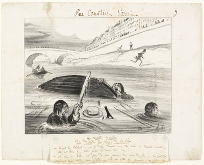 Ein neuer Weg, den Fluss des Lebens hinunterzufahren, Tafel drei aus Les Canotiers Parisiens von Honoré Victorin Daumier