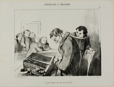Ein junger Mann, dem nichts heilig ist, Tafel 8 aus Professeurs Et Moutards von Honoré Victorin Daumier