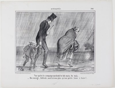 Ein Landausflug im schönen Monat Mai. „– Mut... Adelaïde, es ist nur noch eine Meile zu gehen“, Platte 308 aus Actualités von Honoré Victorin Daumier