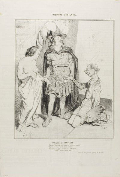 Apelles und Campaste (Aus Art and the Antique, ein poetischer Essay von M. Cavé), Platte 36(37) von Honoré Victorin Daumier