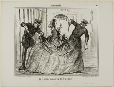 Krinolinen werden plötzlich verdächtig, Platte 419 aus Actualités von Honoré Victorin Daumier