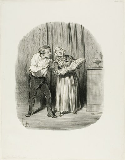 Nachteil, eine Frau mit angeblichem künstlerischen Talent zu heiraten, Platte 77 aus Les Bons Bourgeois von Honoré Victorin Daumier