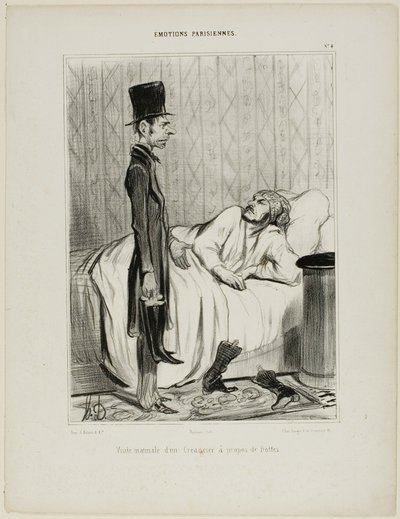 Frühbesuch eines Gläubigers wegen der Stiefel, Platte 4 aus Émotions Parisiennes von Honoré Victorin Daumier