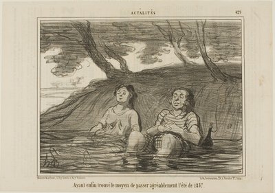 Endlich die Lösung gefunden, den Sommer 1857 auf angenehme Weise zu verbringen, Platte 429 aus Actualités von Honoré Victorin Daumier
