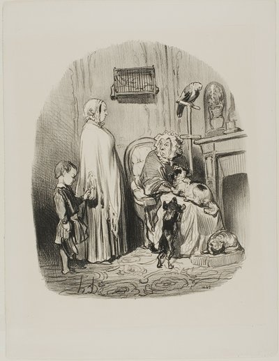 „Ich vermiete nicht an Leute mit Kindern“, Tafel 14 aus Locataires Et Propriétaires von Honoré Victorin Daumier