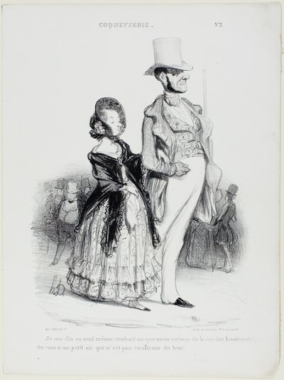 „Ich sage mir: Würde jemand denken, dass wir aus der Rue des Lombards kommen?... Wir sehen wirklich überhaupt nicht wie Konditoren aus“, Platte 2 aus Coquetry von Honoré Victorin Daumier