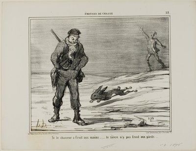 Wenn der Jäger kalte Hände hat... hat der Hase keine kalten Füße, Tafel 22 aus Émotions De Chasse von Honoré Victorin Daumier