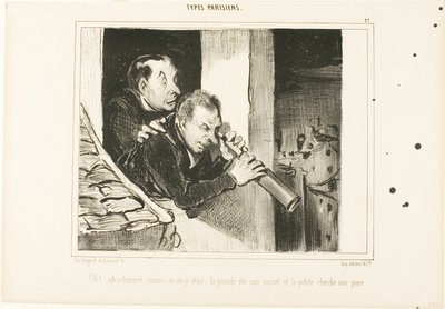 "Oh! Es ist, als wären wir dort: die Große öffnet ihr Korsett und die Kleine sucht einen Floh!", Platte 27 aus Types Parisiens von Honoré Victorin Daumier