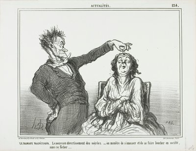 Der Diamant-Hypnotiseur. Ein neues Vergnügen bei Abendgesellschaften - oder wie man Spaß haben und jemanden zum Schielen bringen kann, ohne in Schwierigkeiten zu geraten, Platte 134 aus Actualités von Honoré Victorin Daumier