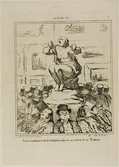 Der Unmut über eine Skulptur inmitten einer Gemäldeausstellung, Platte 5 aus Salon De 1857 von Honoré Victorin Daumier