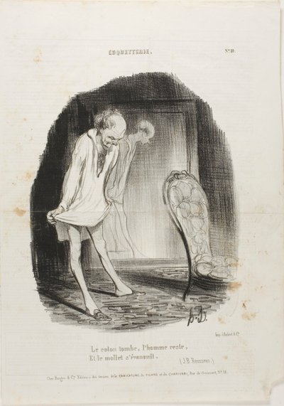 Das Kleid fällt, der Mann bleibt, und die Beine zittern. (J.B. Rousseau), Platte 10 aus Coquetterie von Honoré Victorin Daumier