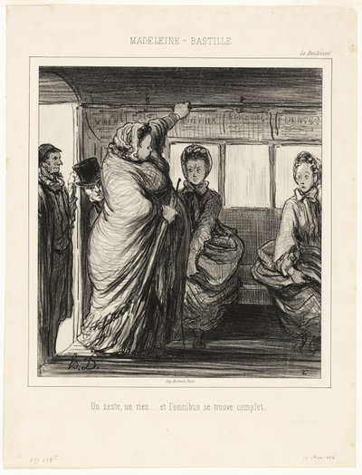 Die Madeleine-Bastille-Buslinie. Eine Kleinigkeit, ein Nichts... und der Bus ist voll von Honoré Victorin Daumier