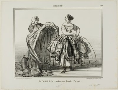 Die Nützlichkeit der Krinoline beim Zollbetrug, Platte 414 aus Actualités von Honoré Victorin Daumier