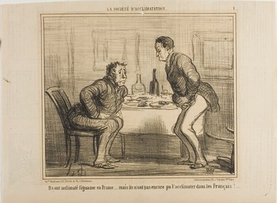 Es gelang ihnen, die indische Kartoffel an das französische Klima anzupassen, aber es ist immer noch ein Problem, die Franzosen an die indische Kartoffel zu gewöhnen!, Tafel 1 aus La Société D
