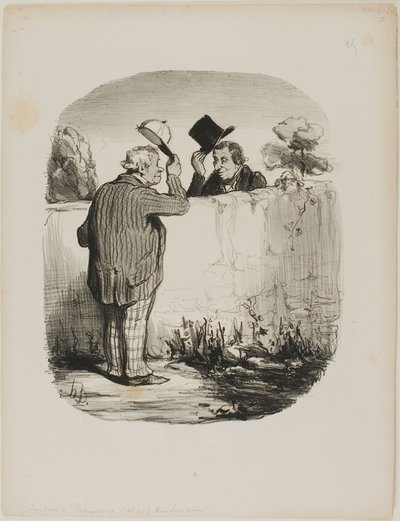 Zwei gute Nachbarn, Platte 25 aus Locataires Et Propriétaires von Honoré Victorin Daumier