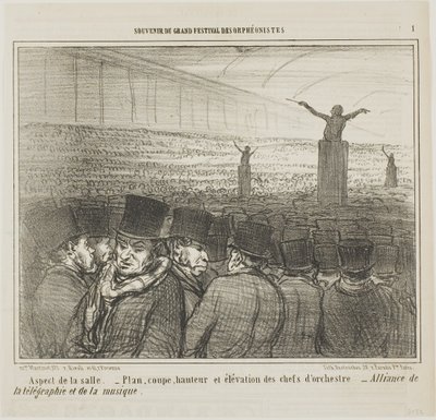 Ansicht der großen Halle, Platte 1 aus Souvenir du Grand Festival des Orphéonistes von Honoré Victorin Daumier