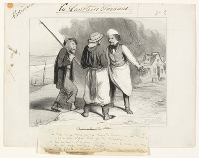 Na sowas! Ich dachte, wir hätten gerade eine unbewohnte Insel oder zumindest ein von Kannibalen bewohntes Land entdeckt., Tafel zwei aus Les Canotiers Parisiens von Honoré Victorin Daumier
