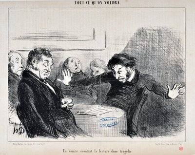 Ein Komitee hört die Lesung einer Tragödie von Honoré Daumier