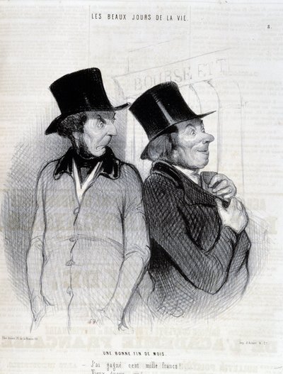Karikatur über die Stipendiaten - von Daumier, in "Charivari" vom 16.04.1844 von Honoré Daumier