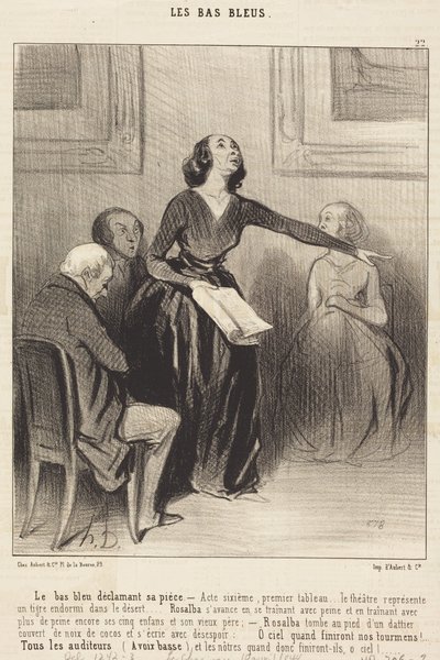 Der Bas-bleu deklamiert sein Stück von Honoré Daumier