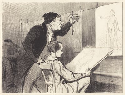 Schwierige und heikle Mission des Zeichenlehrers... von Honoré Daumier