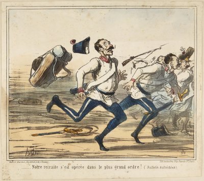 Unser Rückzug erfolgte in größter Ordnung! (Österreichisches Bulletin), Nummer 75 aus der Serie Actualités von Ces Bons Autrichiens von Honoré Daumier