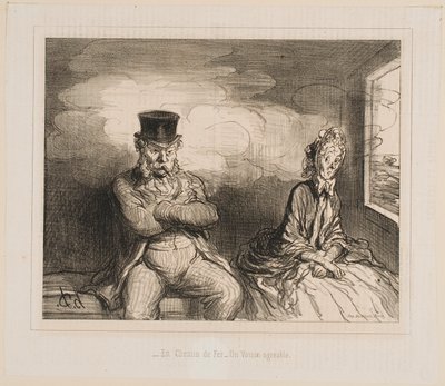 Im Zug... Ein angenehmer Begleiter von Honoré Daumier