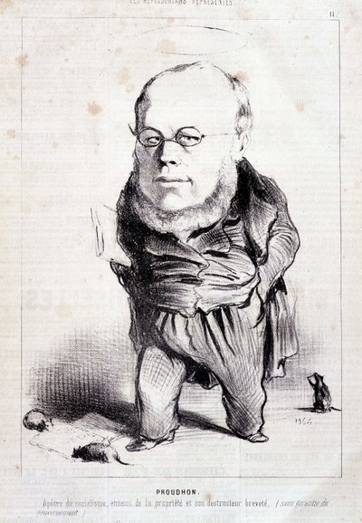 Proudhon, "Apostel des Sozialismus, Feind des Eigentums und sein patentierter Zerstörer" - von Daumier, in "Charivari" vom 06.01.1849 von Honoré Daumier