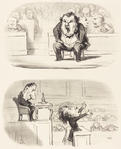 Wenn ein langweiliger Redner das Podium betritt von Honoré Daumier