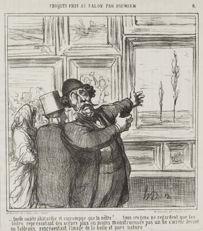 Skizze im Salon von Daumier, Nr. 6: Schaut nur, in was für einer degenerierten und korrupten Welt wir leben... von Honoré Daumier