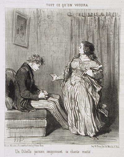Ein Pariser Othello, der seine keusche Hälfte verdächtigt von Honoré Daumier