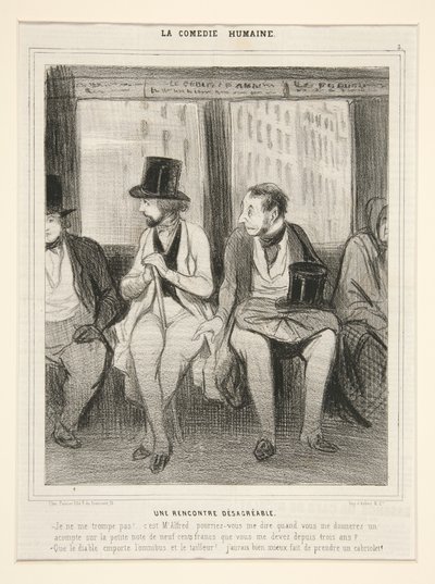Eine unangenehme Begegnung, aus La Comédie Humaine von Honoré Daumier