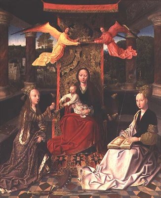 Madonna auf dem Thron mit St. Katharina und St. Barbara von Hoogstraeten Master