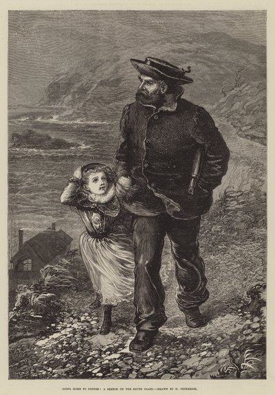 Nach Hause zum Abendessen, eine Skizze an der Südküste von Horace Petherick