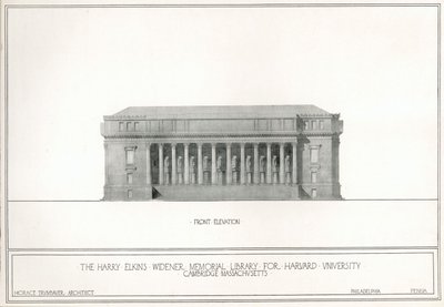 Vorderansicht, Harry Elkins Widener Memorial Library für die Harvard University, Cambridge, Massachusetts von Horace Trumbauer