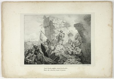 Bewaffnet mit einem blutigen Eisen, bedeckt mit einem Schild von Horace Vernet
